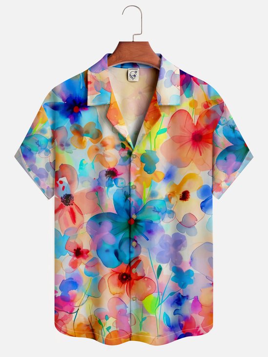 Moisture-wicking Floral Aloha Shirt