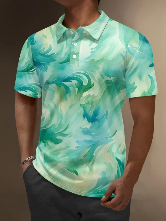 Moisture Wicking Artistic Abstract Gradient Colors Golf Polo