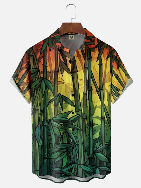 Moisture-wicking Bamboo Gradient Color Chest Pocket Casual Shirt