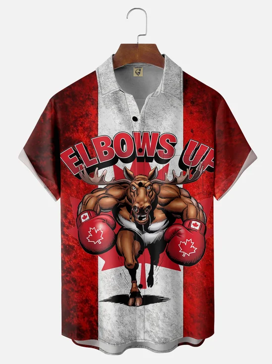 Moisture-wicking Canada Day Elbows Up Chest Pocket Casual Shirt