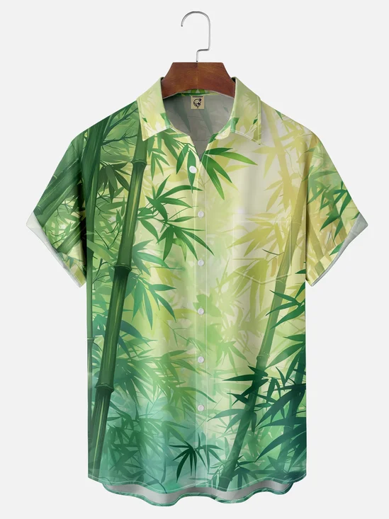 Moisture-wicking Bamboo Gradient Color Chest Pocket Casual Shirt