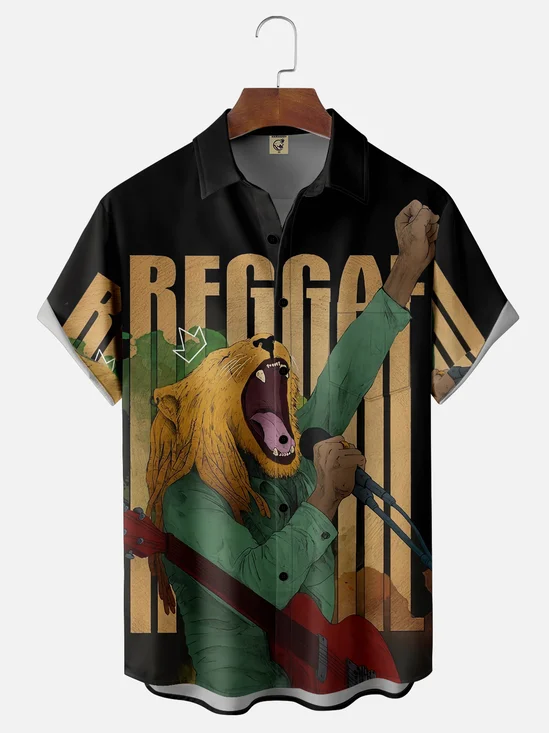 Moisture-wicking International Reggae Day Chest Pocket Casual Shirt