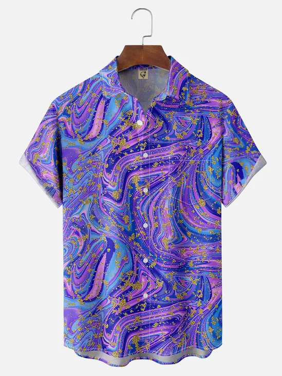 Moisture Wicking Abstract Gradient Chest Pocket Hawaiian Shirt