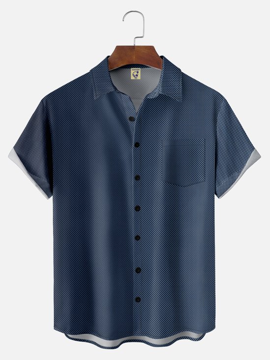 Big Size Moisture-wicking Gradient Color Chest Pocket Casual Shirt