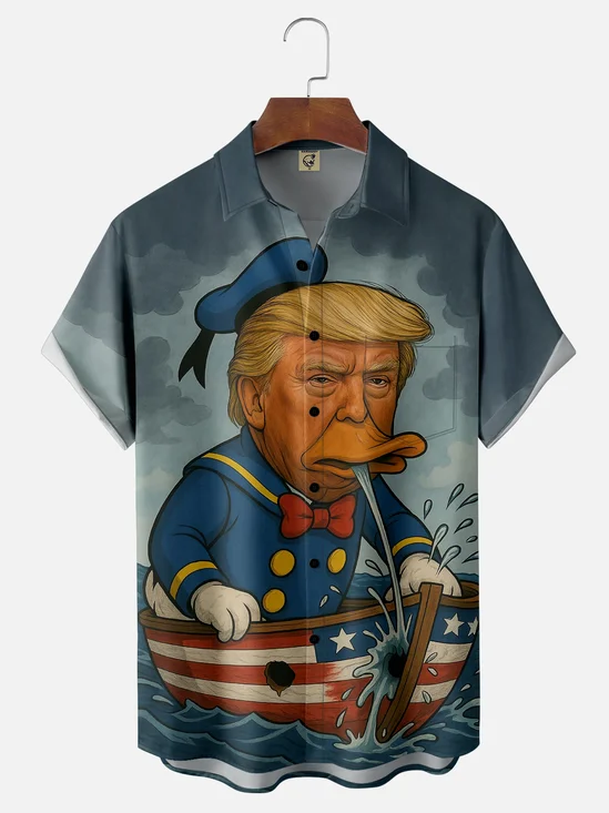 Moisture Wicking Trump Chest Pocket Hawaiian Shirt