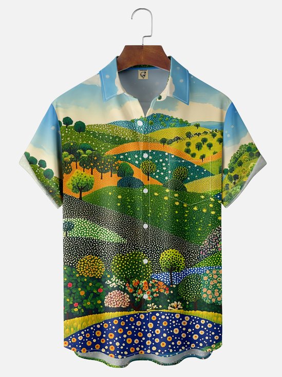 Hardaddy X Neika Moisture-wicking Landscape Forest Chest Pocket Hawaiian Shirt