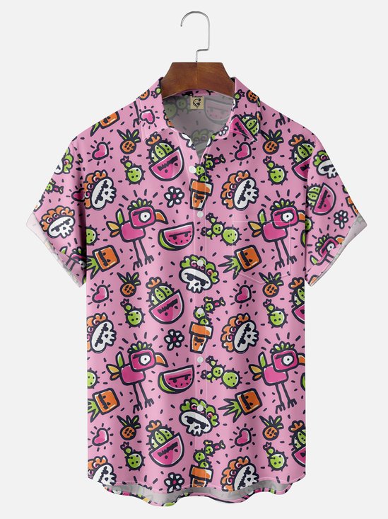 Hardaddy X Artist Walmazan Moisture-wicking Mexican Skull Chest Pocket Hawaiian Shirt