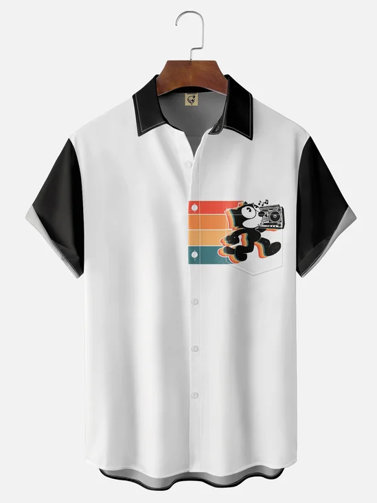 Hardaddy X Artist Contatoeoli Studio Moisture-wicking Beach Music Cat Chest Pocket Hawaiian Shirt
