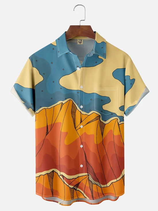 Hardaddy x Stephen Wade Moisture Wicking Art Painted Color Block Chest Pocket Hawaiian Shirt