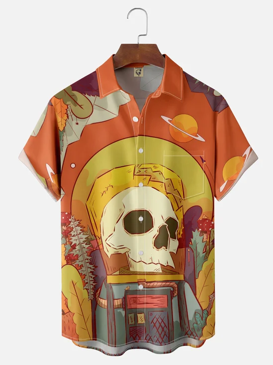 Hardaddy x Stephen Wade Moisture Wicking Skull Astronaut Chest Pocket Hawaiian Shirt