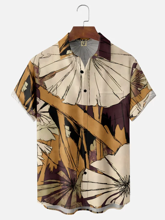 Hardaddy x Stephen Wade Moisture Wicking Tropical Plants Palm Leaves Chest Pocket Hawaiian Shirt