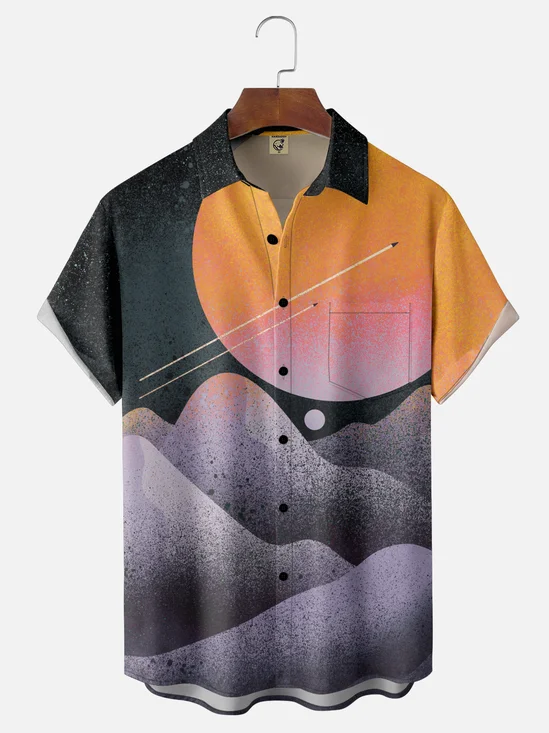 Hardaddy x Stephen Wade Moisture Wicking Universe Gradient Color Block Chest Pocket Hawaiian Shirt