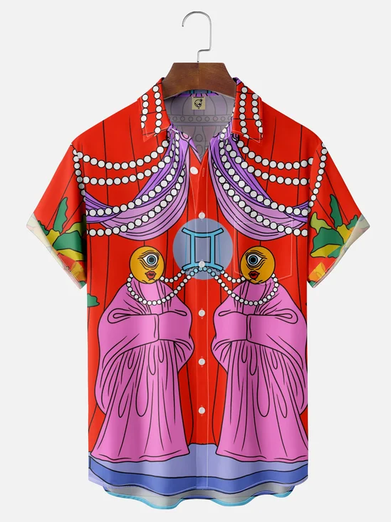 Hardaddy X Motel Gemini Moisture-wicking Pop Art Chest Pocket Hawaiian Shirt