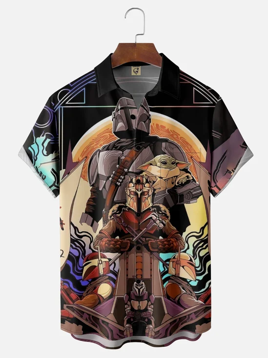 Moisture-wicking Star Universe Chest Pocket Casual Shirt