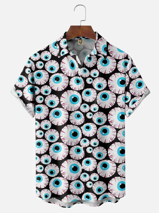 Moisture-wicking Eyeballs Chest Pocket Casual Shirt