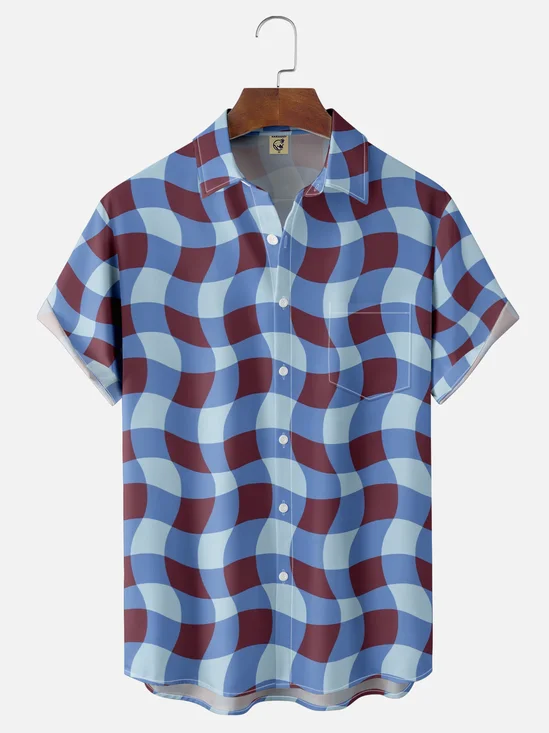 Moisture-wicking Plaid Chest Pocket Casual Shirt