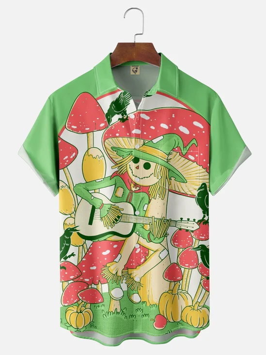 Hardaddy X Contatoeoli Studio Moisture-wicking Scarecrow Music Guitar Chest Pocket Hawaiian Shirt