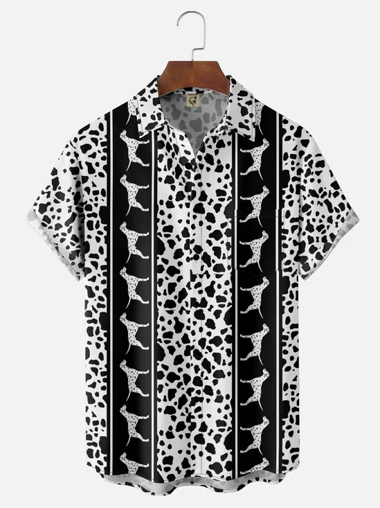Hardaddy X Valentina Bjekovic Moisture Wicking Dalmatian Chest Pocket Bowling Shirt