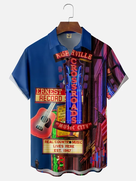 Moisture-wicking Nashville Music Festival Chest Pocket Casual Shirt