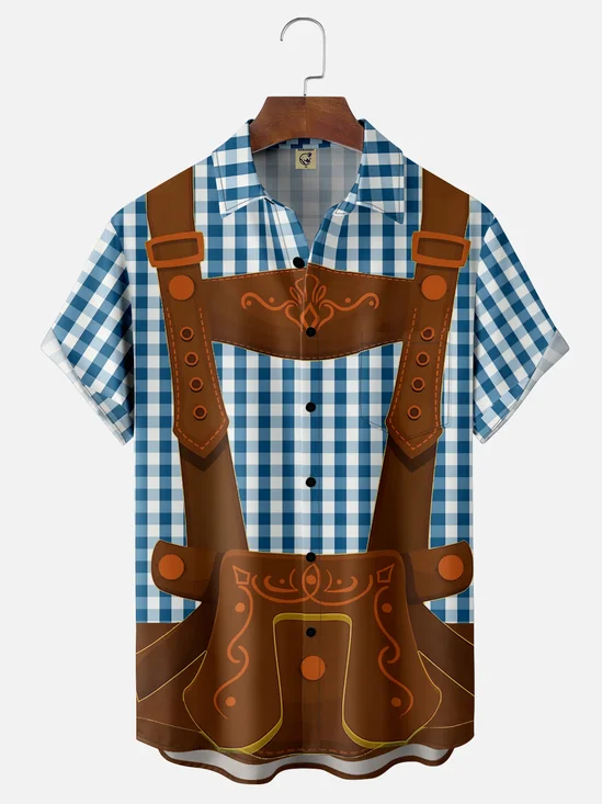 Moisture-wicking Oktoberfest Beer Festival Costume Chest Pocket Casual Shirt