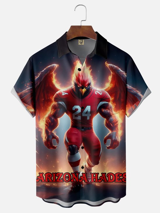 Moisture-wicking American Football Arizona Art Cardinals Chest Pocket Casual Shirt