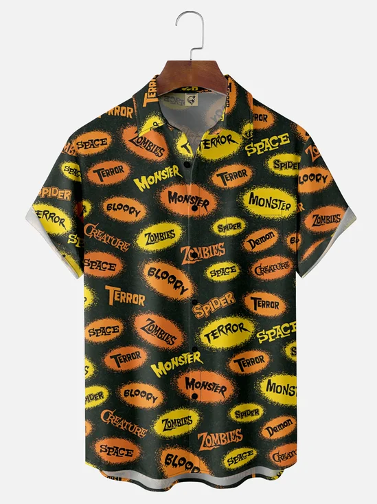 Moisture-Wicking Halloween Quote Chest Pocket Hawaiian Shirt