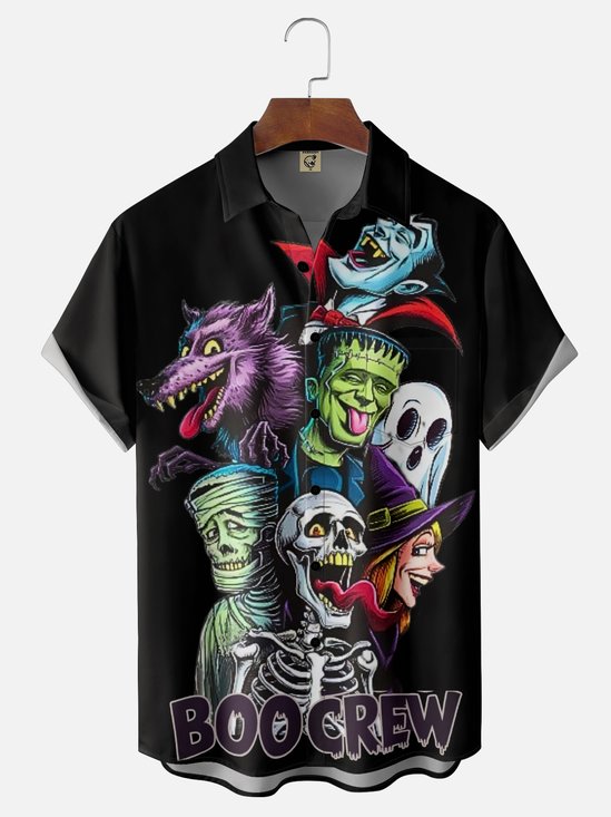 Moisture-wicking Halloween Chest Pocket Casual Shirt