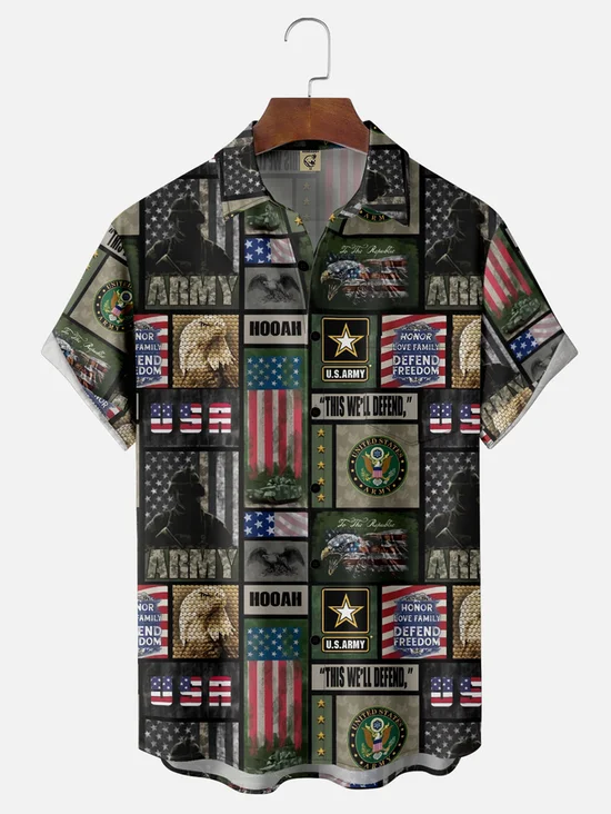 Tall Size Moisture-Wicking US Army, Navy, And Air Force Chest Pocket Hawaiian Shirt