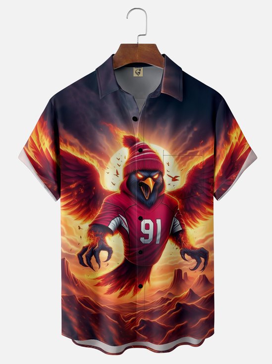 Moisture-wicking Cardinal Football Sports Chest Pocket Casual Shirt