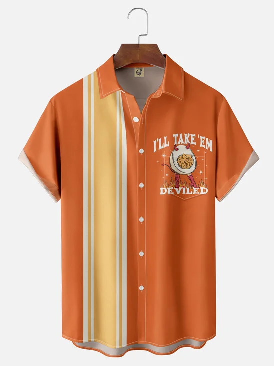 Moisture-wicking I'll Take 'Em Deviled Chest Pocket Bowling Shirt