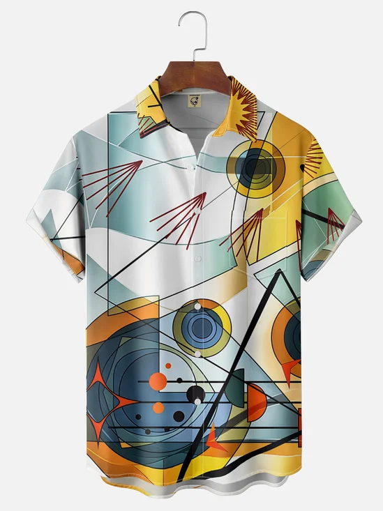 Hardaddy x Clemens Niewoehner Moisture-wicking Abstract Geometric Art Chest Pocket Casual Shirt