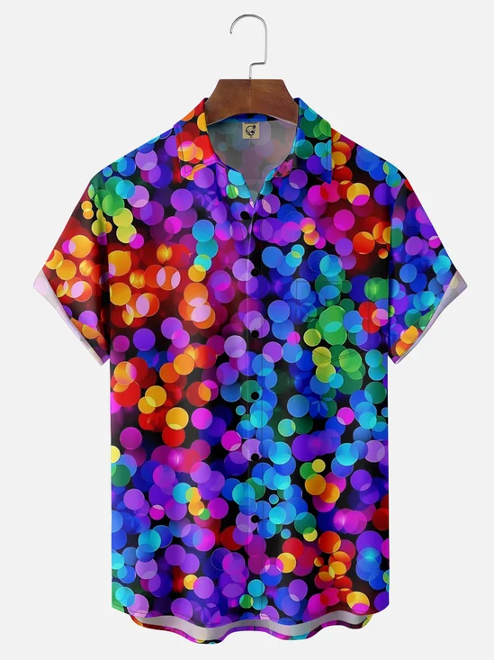 Moisture Wicking Merry Christmas Lantern Santa Chest Pocket Hawaiian Shirt