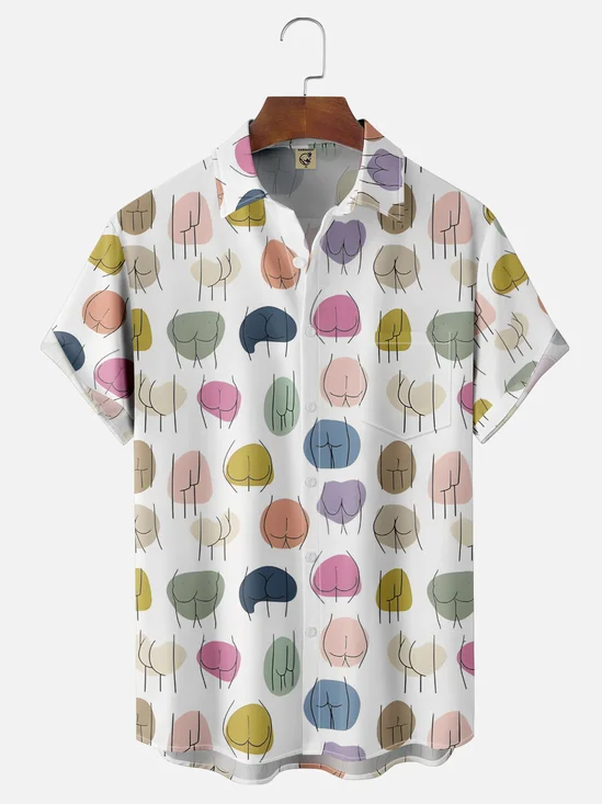 Moisture-wicking Artistic Human Body Chest Pocket Casual Shirt