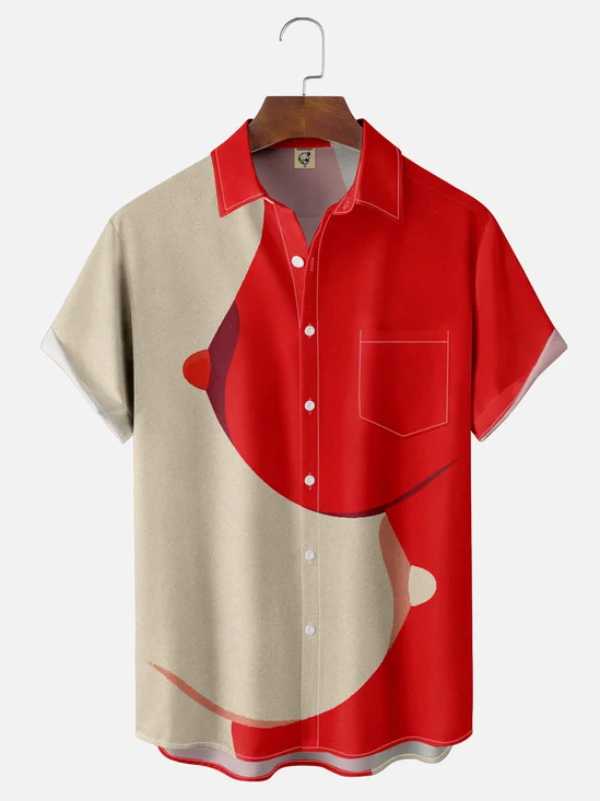 Moisture-wicking Artistic Human Breasts Chest Pocket Casual Shirt