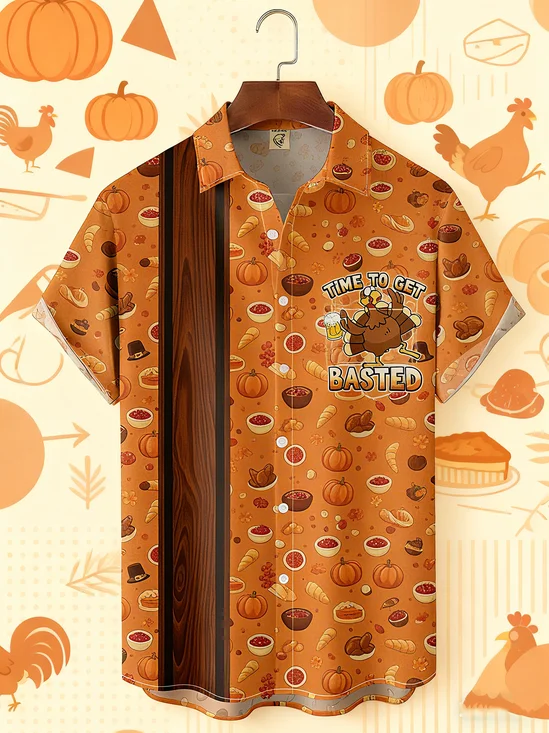 Moisture-wicking Thanksgiving Turkey Time to get Basted Chest Pocket Casual Shirt