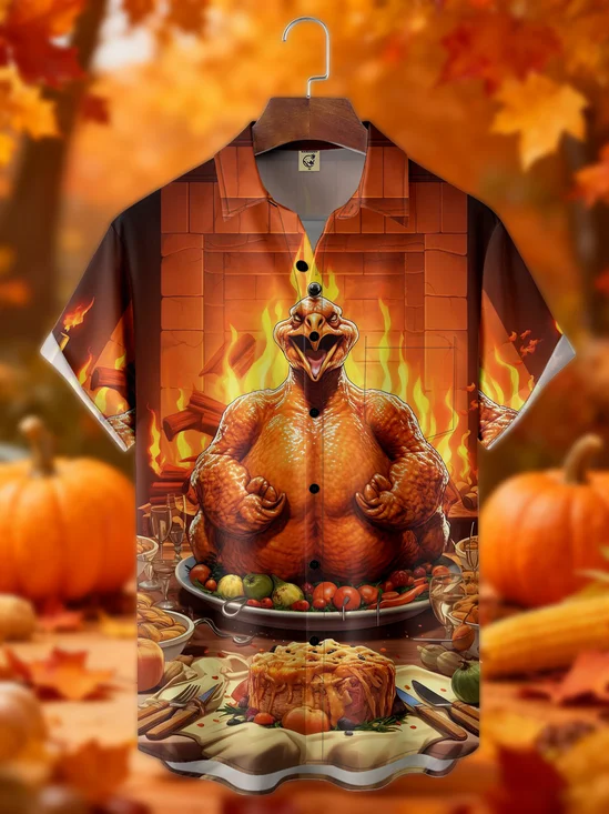Moisture-wicking Thanksgiving Turkey Funny Chest Pocket Casual Shirt