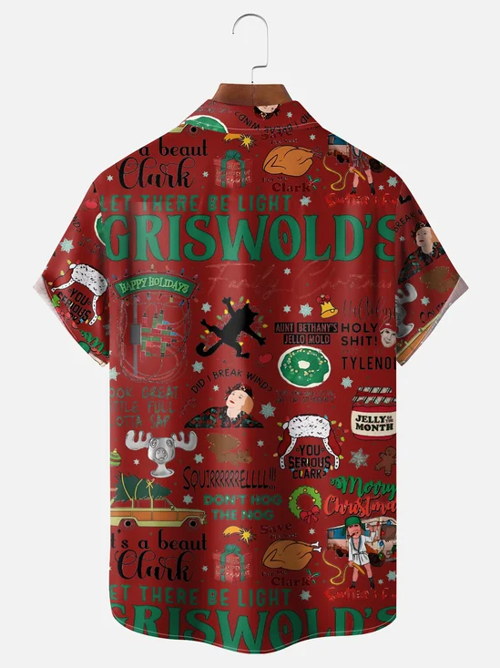 Tall Size Moisture-Wicking GRISWOLD Christmas Character Chest Pocket Hawaiian Shirt