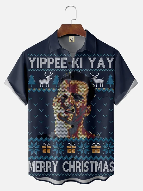 Big Size Moisture-wicking Christmas "GRISWOLD" Funny Ugly Chest Pocket Casual Shirt