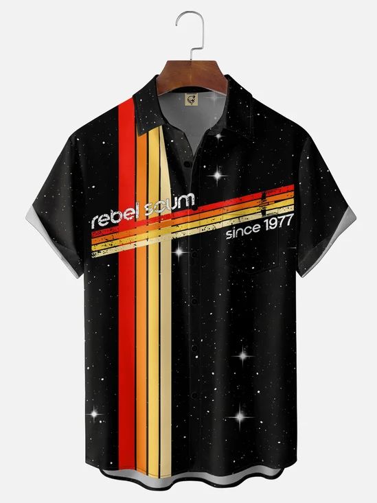 Moisture-wicking Rebel Scum 1977 Universe Star Chest Pocket Bowling Shirt