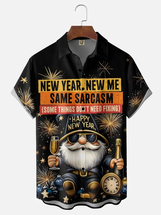Moisture-wicking New Year New Me Same Sarcasm Chest Pocket Casual Shirt