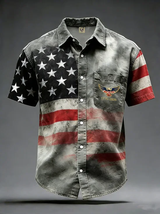Moisture Wicking 250th Anniversary Of The United States Independence Day Chest Pocket Holiday Hawaiian Shirt