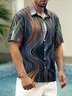 Hardaddy Mens 3D Abstract Print Casual Breathable Chest Pocket Short Sleeve Hawaiian Shirt
