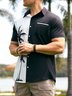 Hardaddy Resort Style Hawaiian Series Coconut Tree Element Lapel Short-Sleeved Printed Shirt Top