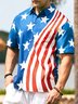 Hardaddy Mens American Flag Casual Breathable Chest Pocket Short Sleeve Hawaiian Shirt