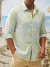 Hardaddy Palm Tree Chest Pocket Long Sleeve Hawaiian Shirt