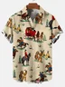 Men's Kentucky Derby Attire Retro Cowboy Pocket Equestrian Casual Loose Comfortable Shirt