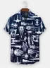 Hardaddy Mens Aerospace Machine Print Casual Breathable Short Sleeve Hawaiian Shirt