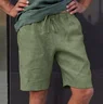 Hardaddy Men's Cotton Linen Style Elastic Waist Casual Shorts