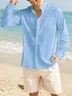 Hardaddy Cotton Linen Plain Color Casual Long Sleeve Shirt