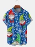 Snowflake Christmas Chest Pocket Short Sleeve Shirt Christmas Collection Lapel Print Top
